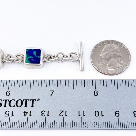 Estate Mexico Taxco TC-191 Sterling Silver 925 Azurite Link Bracelet 7.5\